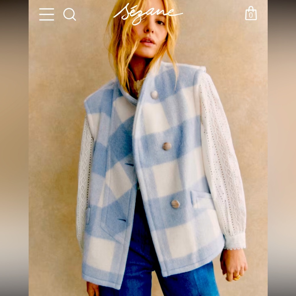 Sesame Carlo Sleeveless Jacket - Blue Check